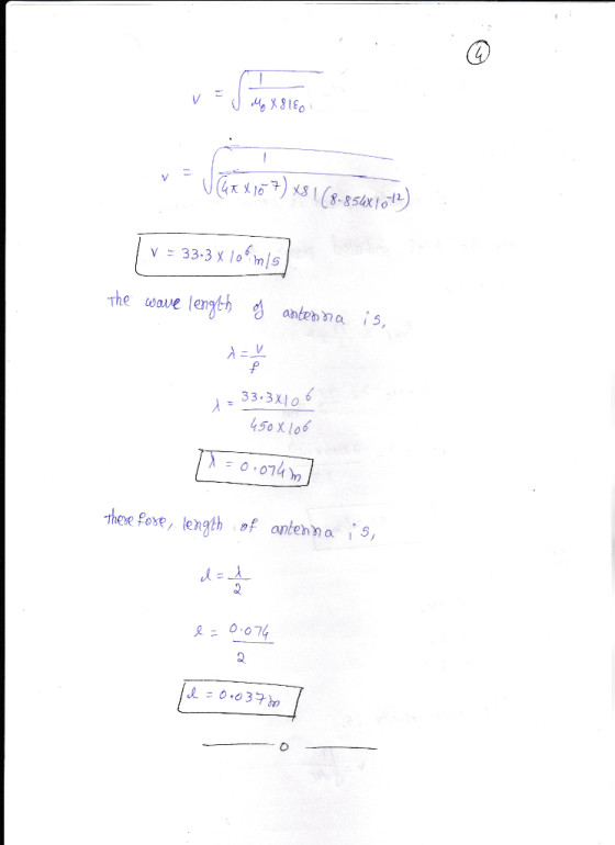 MX810 85 V 33.3 X o ms lenath anterhna is The wave 33.3X1o6 450xlo6 There Pose length of antenna 5, L-0.037