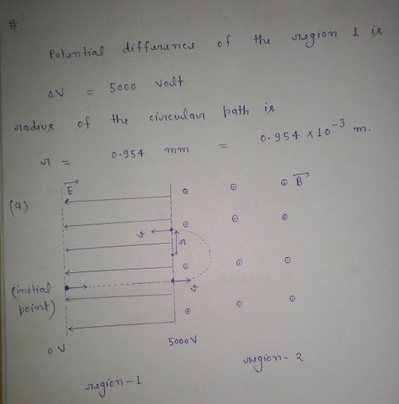 # diffanunc of Potumtial thu Nolt 5 0 00 JTadius ciuiculau bath is the -3 0.954 x1o 0.954 ! E B (a) Cimitial (usod 5000 V dgi