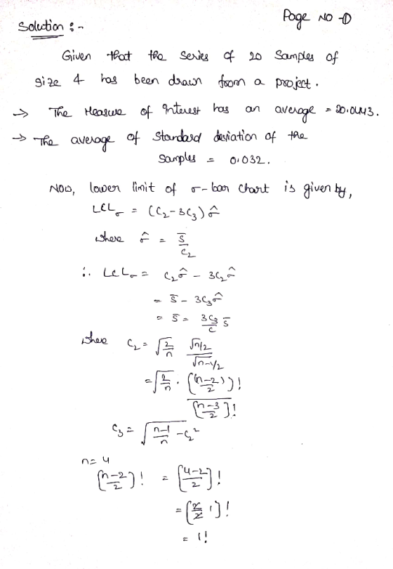 Page NO D Solution- Series f 20 Sampla of Given tRo has been dan fom pojeet Si2e 4 O 20.OUu3 aveoge The Heaswa of htes has On