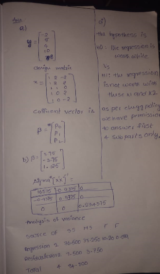 a) tua hypotkess is 千 I O MI: ts gression o-2 we have PrmissiO answer .fast Po 4 Sob patsony, s 15 105 16575 10 93750 45 937