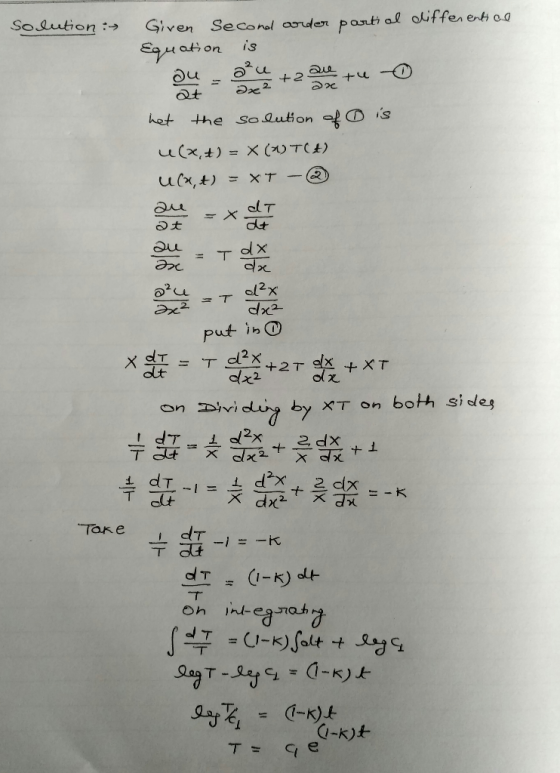 Seconol adeor pasti al oiffen ent Oa Given Sodution is Eauation au +u +2 het the So Qution ulxt = X (1) T(4) ul,t = XT -Q al