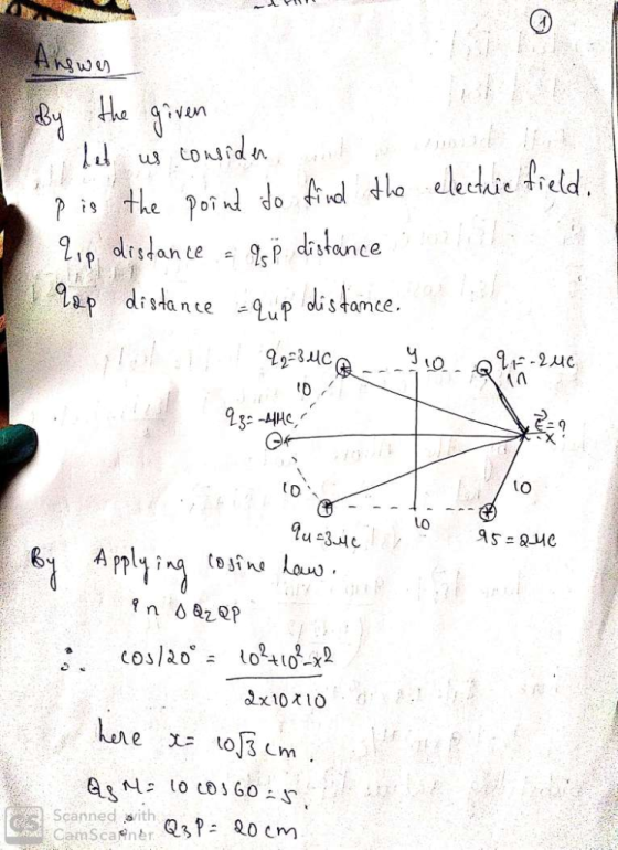 Agwy Bthe n tONid nd the electhie freld PoTnd do 21 distante the Pdistance disdante 9p distamee. 92-3C -24C n az2P cos/20 lo4