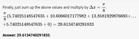 Finally, just sum up the above values and multiply by (5.74025148547635 10.606601717798213.8581929876693+... +5.7402514854763