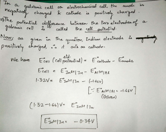 In a .gnlvanie cunodle elecbrochantical cell, the cell negativey chaed &cathede is chargad The potentral dflerence betnween t
