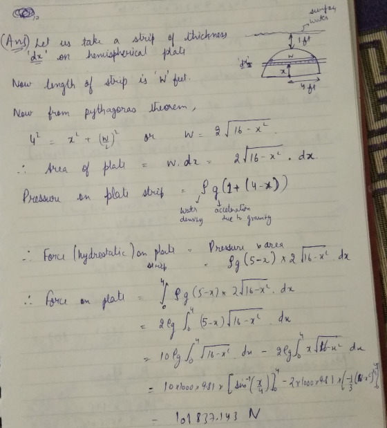 sunfay Water Jg (An) he take henigherical srif o Jhickners 1 44 On New dungth o drip isut Now trem pythagoras theorem L 16 W