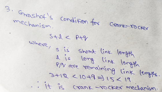 3Grashofs Conditen fos mechanism Cank-To Cker S+ PAV shese short ine lemgt lorg lint lergth PAN are renaining ink erts S is i
