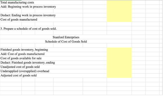 Total manufacturing costs Add: Beginning work in process inventory Deduct: Ending work in process inventory Cost of goods man