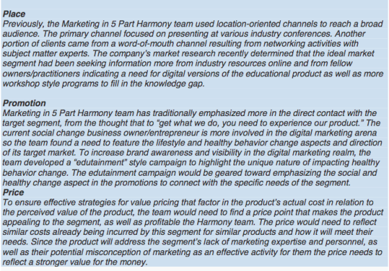 Place Previously, the Marketing in 5 Part Harmony team used location-oriented channels to reach a broad audience. The primary