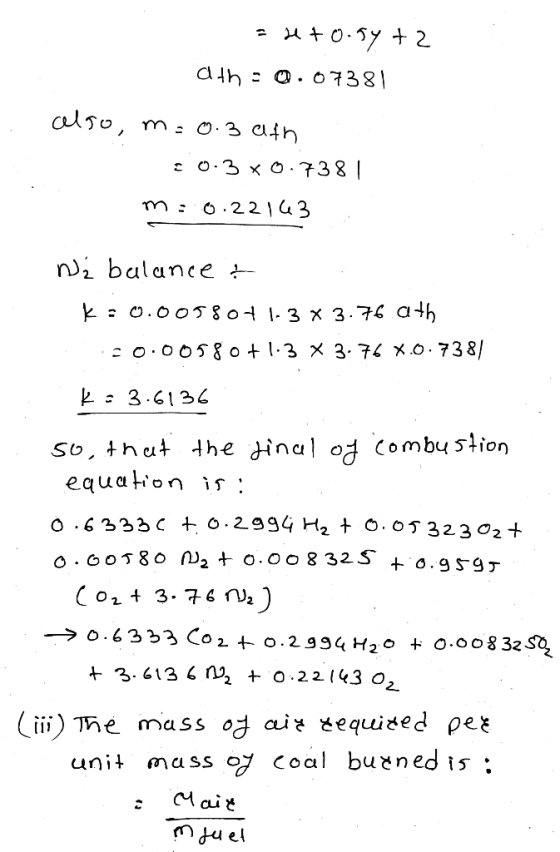 m: 6.221 43 i. 3χ 3..70 ath k : o.oo : equation Olt 3.76 V2 unit mass of coal buned is . Mait du el