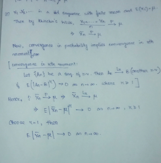 i a ad saquence sthhe meo and E(Y)-P: Then by khinchins WLLN, P ni Noto, cemvergence in probabilty implies eetvergane in th