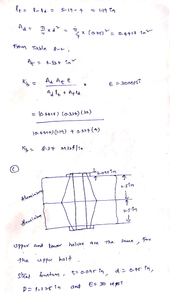 S.19- 4 Ad x d O. 441 in fom Table &- 0.33 4n Y Ad At e E 30MPS = (o.441 (o.334) (36) 2.3t MJbft» 2.sin Auminiury 2-5in Hawin