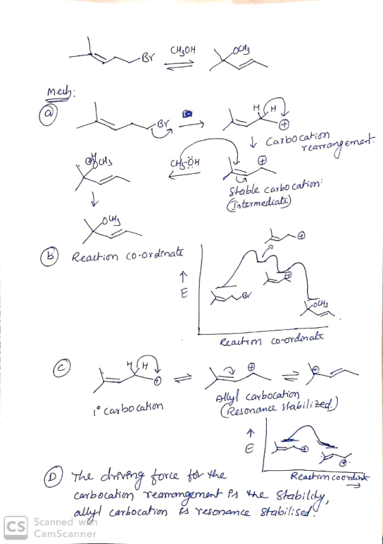 CHOH ema OH Sable caybo caim ntermediata) b) Reau-iomco-ordrnat Rcautimco-ordnalt plly carbocahior Resonana labili ed 个 Reauh