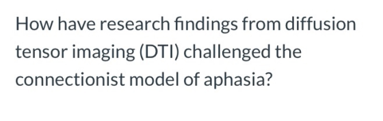 How have research findings from diffusion tensor imaging (DTI) challenged the connectionist model of aphasia?