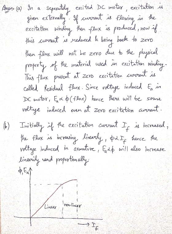 Separately exited DC motor excitation Am (a) In ghen extemal. fut is in the Fleowing paduced excita tion winding then flux s