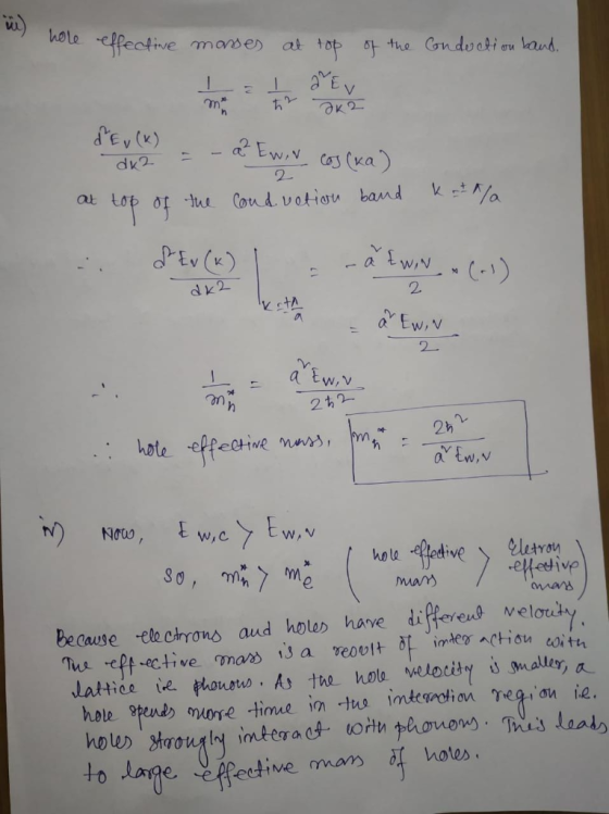 dEy(x) 2_ d v2 2. w, v an 2ち2- Because ela chrons aud holes have ifrens velordy hele otenl Moles