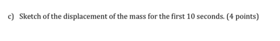 c) Sketch of the displacement of the mass for the first 10 seconds. (4 points)