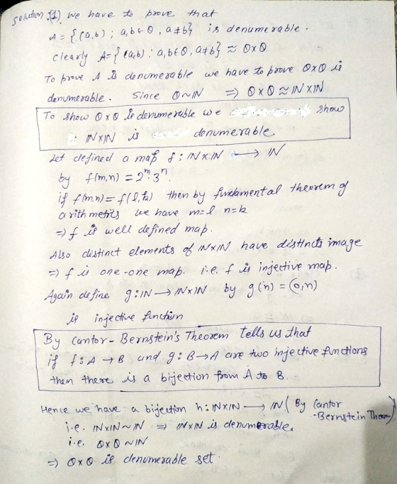 ceuho)4) We have to bao ve that c lear 8hou denumerable Also cistnct elements Mxw have ddstini image 2) fU one -one map ineci