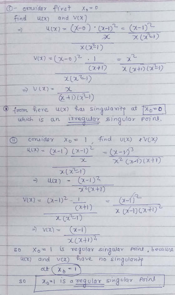 find ux and Vex wh ich is an equa sinqulor Poinu 4(1) and vc%) pave no singoland SO