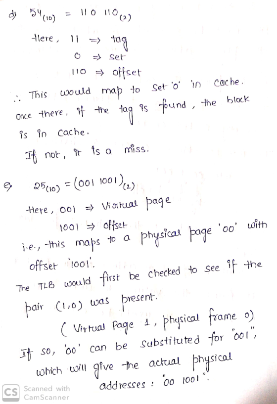 (1o) lere, o O set 1o offset This would mapto Set-O· in cache . once there, f the ta 1s -6und , the blck fs in Cache not, ir
