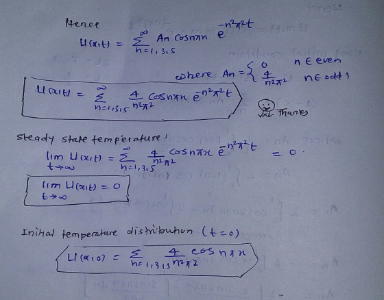 ttenee n E even o steady state temperature cd Inihal temperature dishibuhen (t-o)