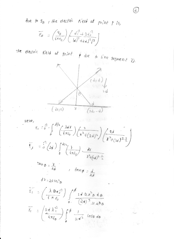 ! the etectaic field a pint is, due to The etechic field at Point die t ine Segment dy d) l d Hede banp ad 大ED loso de