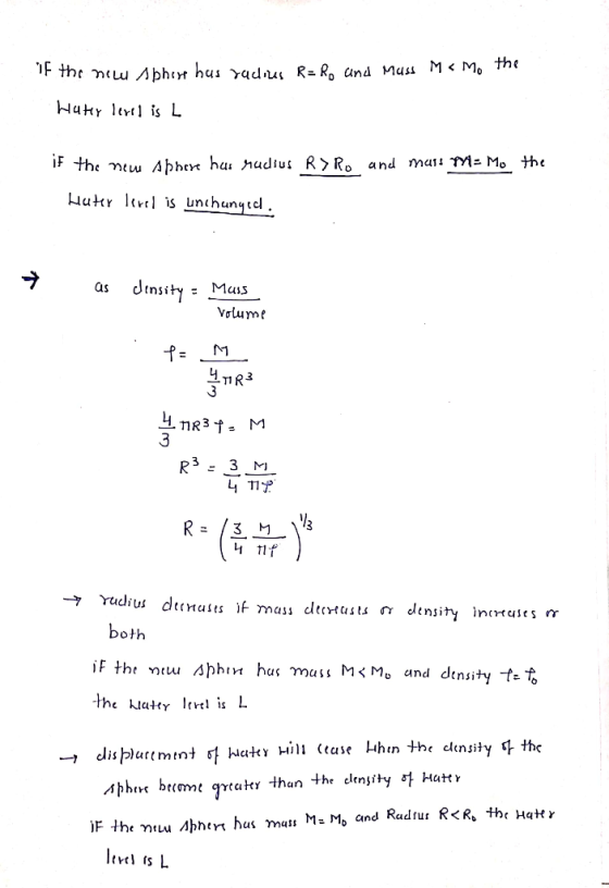 E the neLU Sbhir hus Yadiu, R= R and Muss M < M the NuHr ltrt is L ukr ltrl is unthungtel. dinsity = Muis as Valume 3 4. ng3