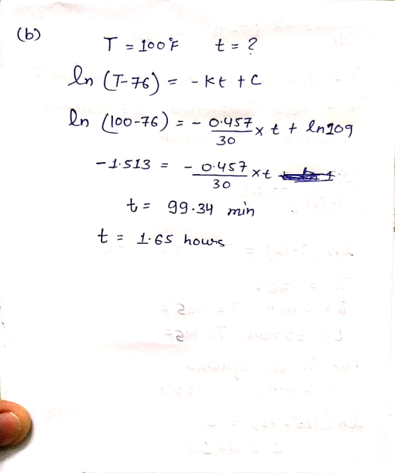 (b) 2 T 100F t - Kt tC Rn (loo-76) xt t n10q 30 O.4S7 -1.S13 11 3 0 t 99-34 min 1. 6S hous