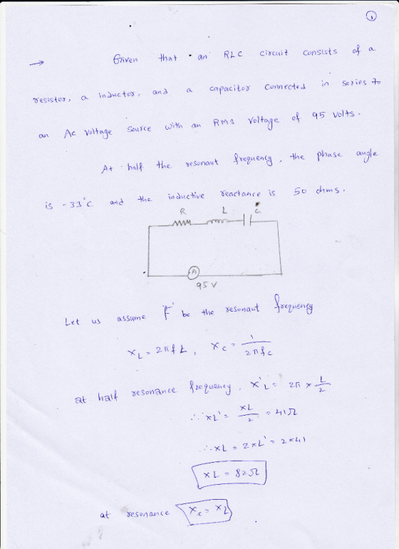 6:iven that . an . RL c circuit consists a. on Ac veltage Seurce with an Rms Voltage of 5 volts At . half the. YeSonaut 옥vegn