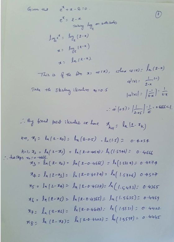 Given thut e+ -2 0 2 Ln(8-X) he cea) Thin is the 2-2 Take the tartaug ilenat 0 0 79999 2-05 (-4o) (a-05) , Ln s) Ko, O4054 In