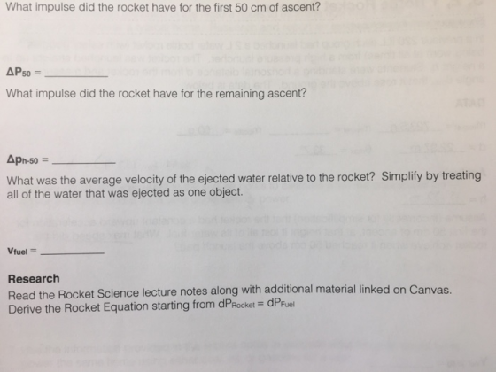 What impulse did the rocket have for the first 50 cm of ascent? What impulse did the rocket have for the remaining ascent? h-