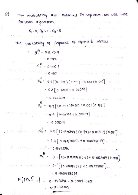 C) that obeerved în sequence ,use uge hee pRobabily -farwond algonithm, The The paDbabi of Sequence of different aiphas 08 XO