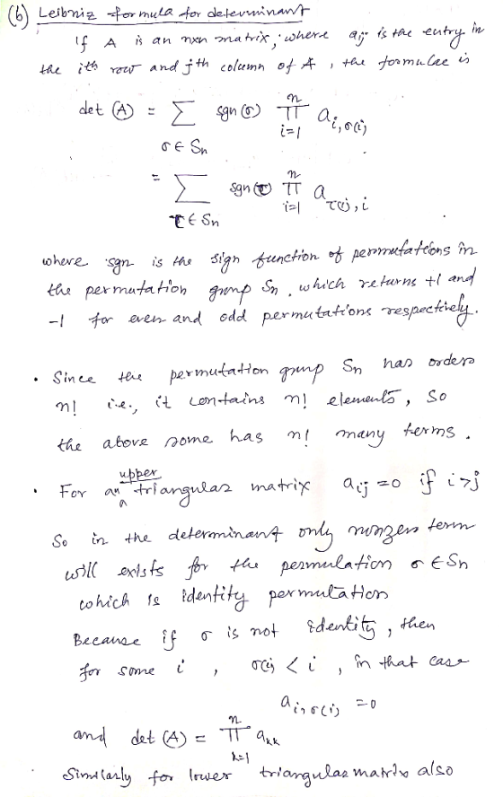 t CA islで , 1. the pex mataHon Since teipemut the above nome has n many terms V0 ubpex リ So tn the deteraminan4 only muen ten