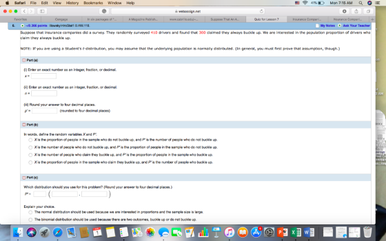 i safari File Edit View History Bookmarks Window Help 令41%D Mon 7:15 AM OE webassign.net Cengage In six packages of A Magazin