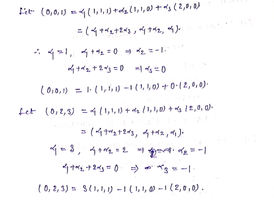 -(+2+2«3 2, ) 11 (1,, -(1, 1, 0) -+0 2,0, 0) 010,1) - fet (0,2,3) (4+223, ^j+2, ) 2- ,1, o -1 (2,0,0) 0, 2, 3) 3 (1,1,)