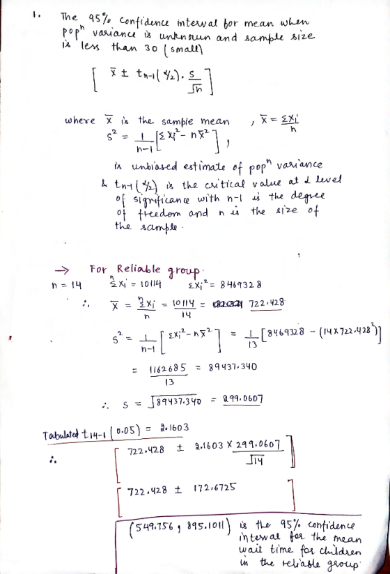 The 95% Confidenu mtewa, bor mean whm Ales than 30 (small) where x ia the. sample mean, tx unbiased estimat, of poph vawiance