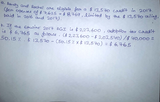 Q Randy and Rache! ore eligiblo Hos, expenses of $ 716258,69, limited by the baid in 2016 and 201) 13,5 to cailing, C$ 2, 23,