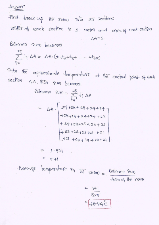 Answer Trst break up Ihe oom 25 Seetions Widlb 아 each seetron is A. mete md ayea o each setien Reimm um beromes 95 +t5 Z4 AA=
