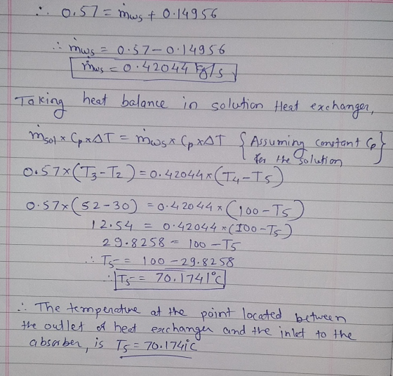 OS7mus t 0.14956 0.57-0.14956 mus 42044s as heat balance io soluhion Heat exchangon mat CpaAT musr CpxAT Assutminn Conytant (