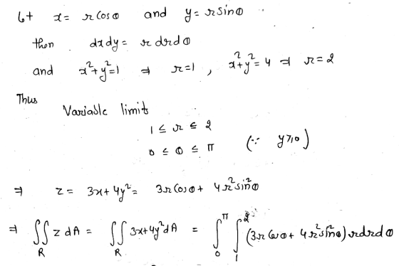 and y JSino drda didy thon and - (- 20 Thus limit Variaslc fA z dA (3r wo+ 423ma)rdndo R TT T1
