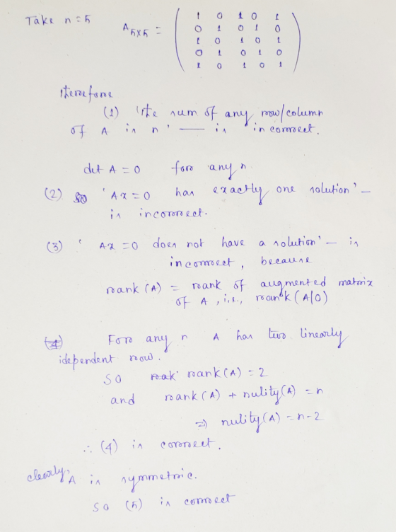 Taki n an니 now/column on olution doen rol have anoluhm mented matrnx debendr n nơw and rnankA) +nuity(A) n 4