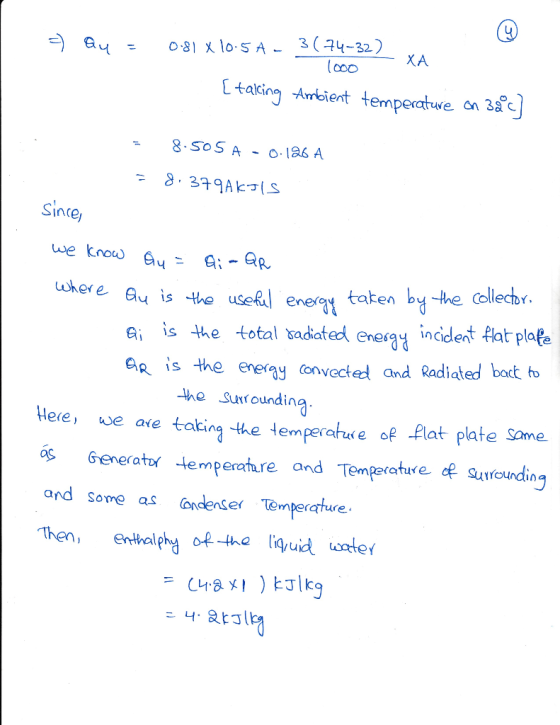 XA aling Arbient temperatwe on38 -8-SOS A-o186 A Since uker e Au is the useR eneray taken bu Ai is he total sadiated eneg ind