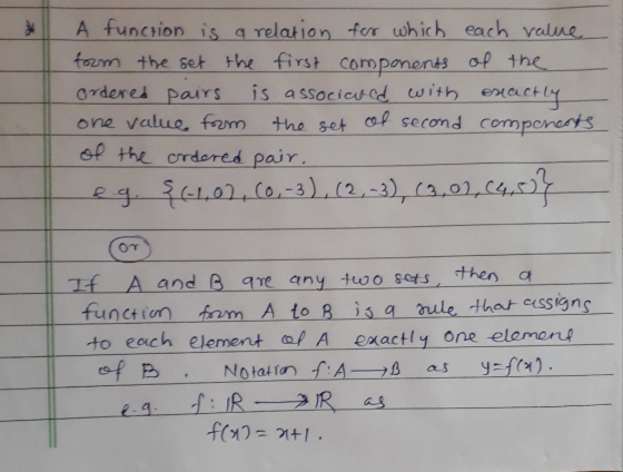 A funciion is a relation for which each valne fozm the set the first cormpanents op the grderes pairs is associcuod witb eaac