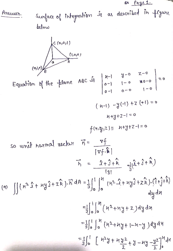 Ay Surfaq of ↑ntegrahim Jl as deeCH.hnd ǐh trguu. ouw (t, o,o) Equahion o the Alane A 31
