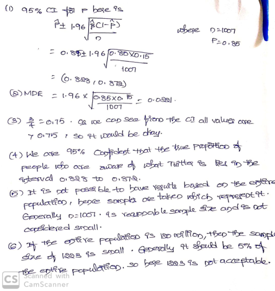 (1) 95%CD -O DOT i the C all value are (3) 스 Calce coり.seo Acm Peepla eso os ase be6% cs scanned with CamScanner