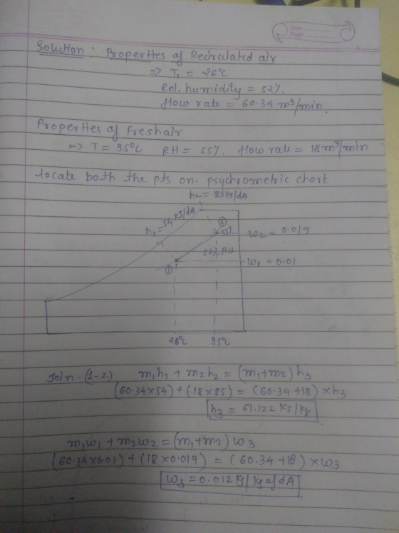 Date Page Soluhon Psoperthes al Redrulated aly Pel. humidity = z), How Tat 6σ.34 m Proper Hes al fieshalr ->T: 35 RH SS7 How