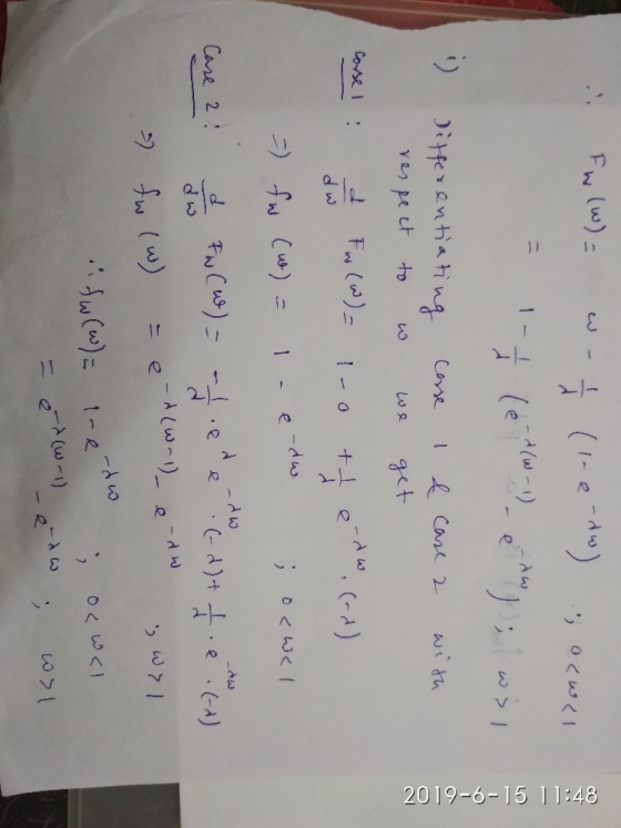 11 2019-6-15 11:48 FN (w) (1-e-Au) 1- iferentiating Carse lCare 2 Yer pe ct to get しw2 Cose + (y-) -dw. f Cu) ; 1 -dw Care 2