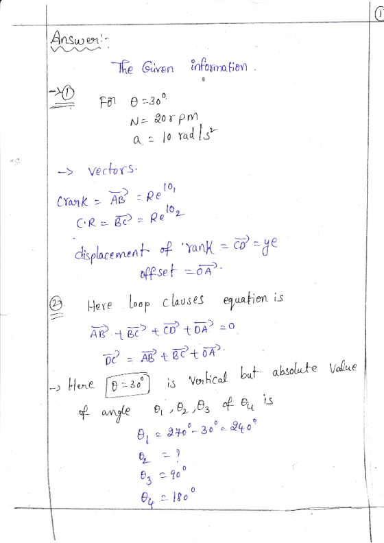 Answen The Guven afamaften -20 -vectors lo displacement of an-oye offset -6A Here Loop ClauseS equatien is 02 o 18