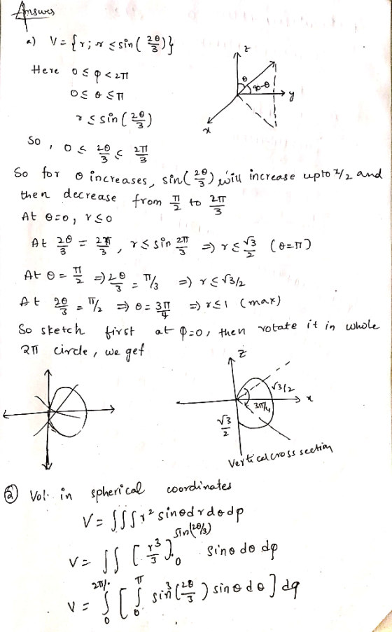 と So 2 to He and 29 . iu ncrease up decrease from ^ tc the n 3 2 So sketch t at o then Yotate it i, whole 2 Vey bed cross see