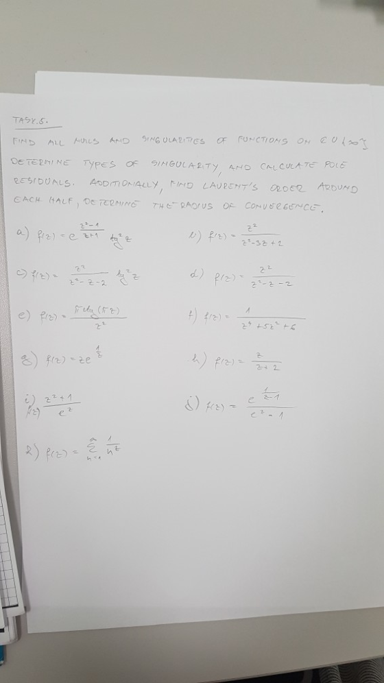 TASY.5 FUNCTIONS ON 010 SING OLA2ES FIND ALL AUL De TER NE 9INGULA2TY AND TYPES OF CALCULA T POLE EESTDUALS AoDITIONALLY iND