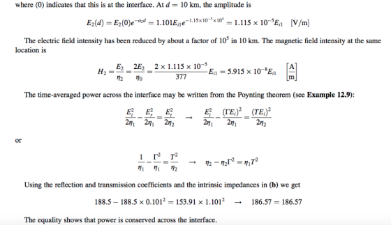 where (0) indicates that this is at the interface. At d - 10 km, the amplitude is -1.15x10-3x10 The electric field intensity